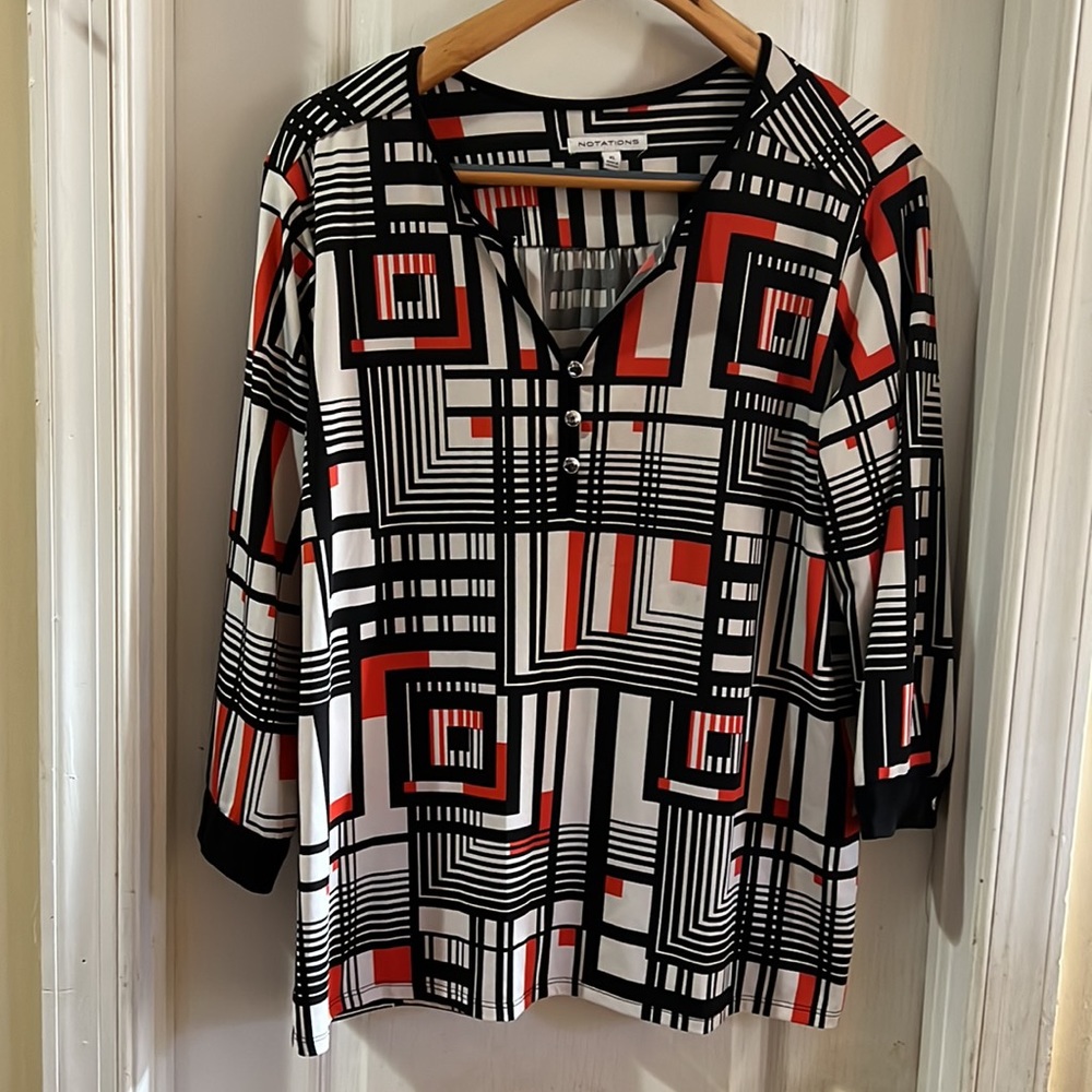 Notations Multiple Colors 3 Front Buttons V-Neck … - image 3